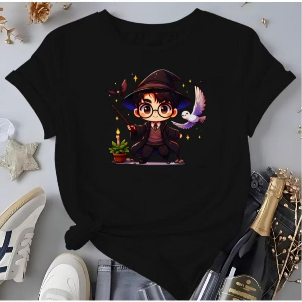 Camiseta Harry Potter Feminina Blusa 100%Algodão Desenho Estilosa