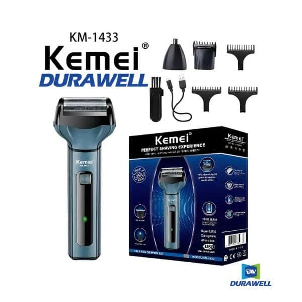 Depilador Aparador Pelos Nariz Orelhas Barba Cabelo 3 Em 1 Kemei KM-1433
