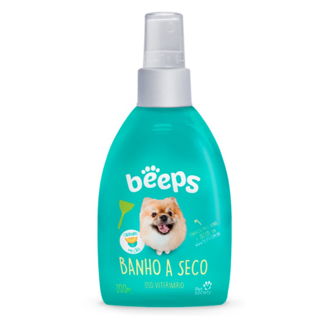 Shampoo Beeps Banho A Seco Cães Gatos Pet Society 200ml Melão