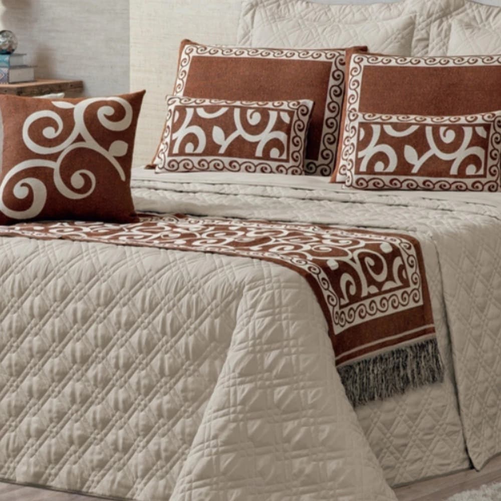Peseira Decorativo C/ Franja Turin Jacquard Estampado 2,00m X 45cm Premium Luxo