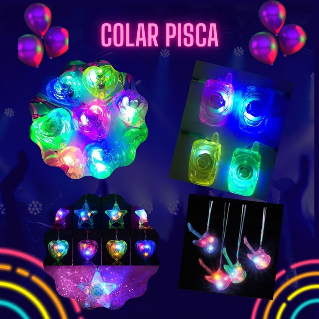Kit Colar Pisca Led Colorido Vários Modelos festa Casamento