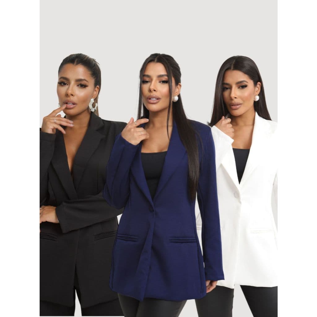 Kit 3 Blazers Alfaiataria Feminino Social Terninho