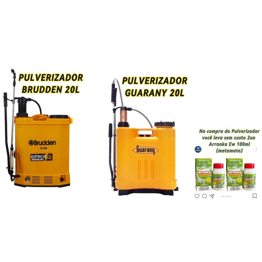 Pulverizadores Costal 20L Aplicações Diversas - (Brudden Manual e Elétrico) / (Guarany Manual)