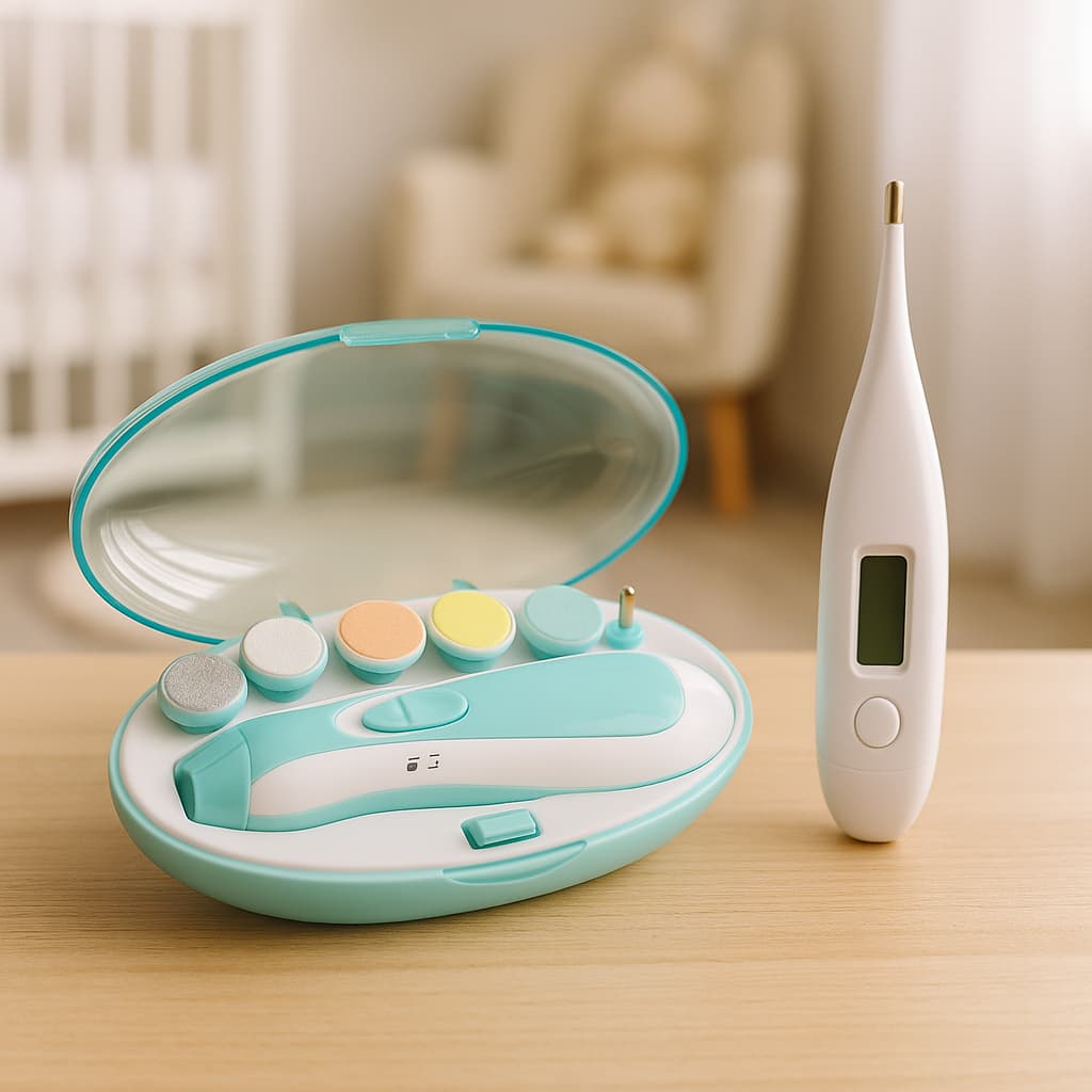 Kit Essencial de Cuidados com o Bebê Aparador de Unhas e Termômetro Digital Prático