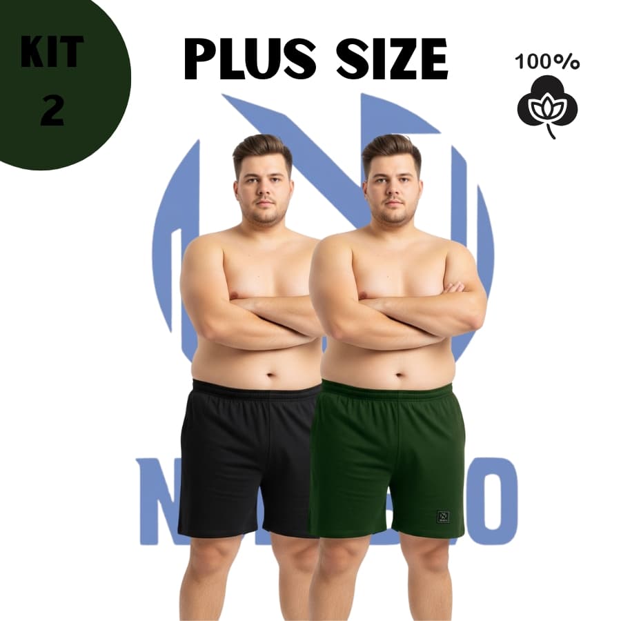 Samba Canção Plus Size PREMIUM Masculino Algodão Short Pijamas para Dormir