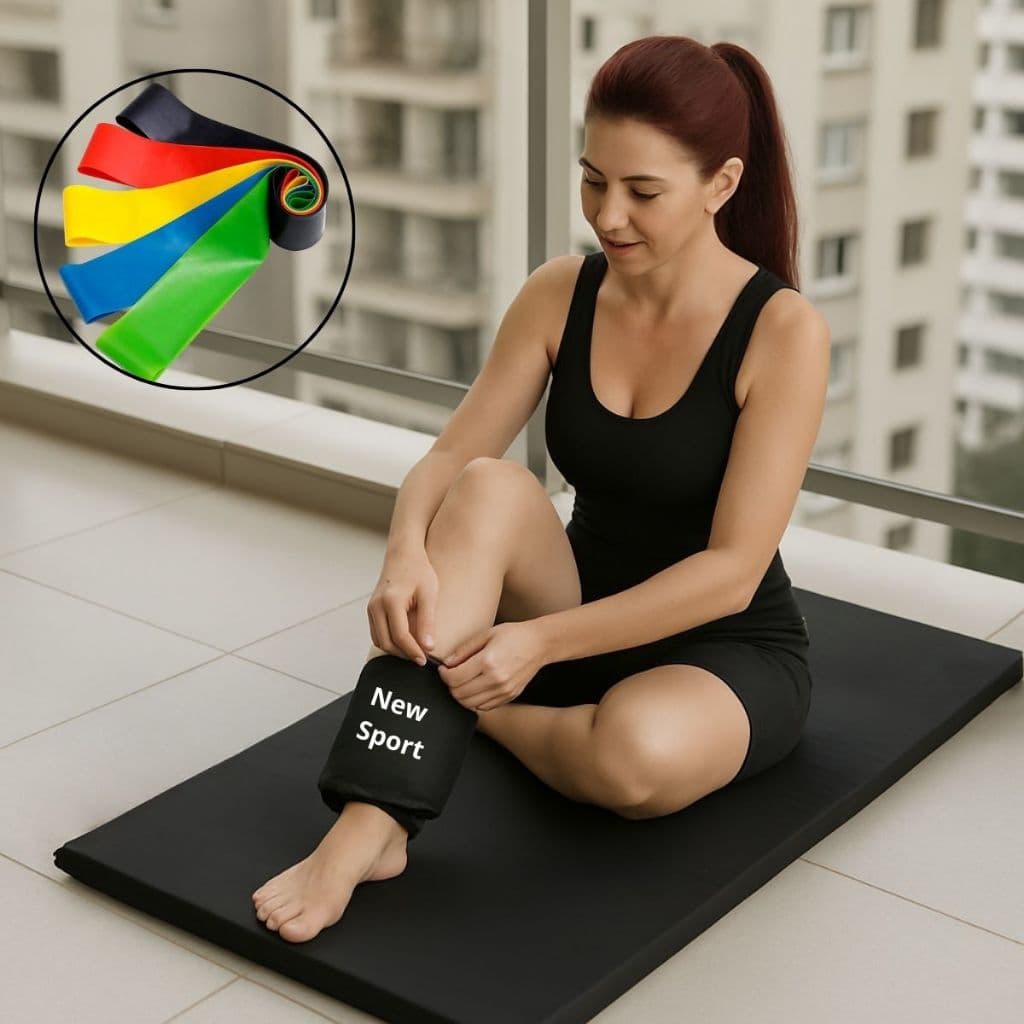 Par Caneleira 2kg Colchonete Academia Kit 5 Mini Bands Elásticos Treino Funcional em Casa Fitness Pronta Entrega