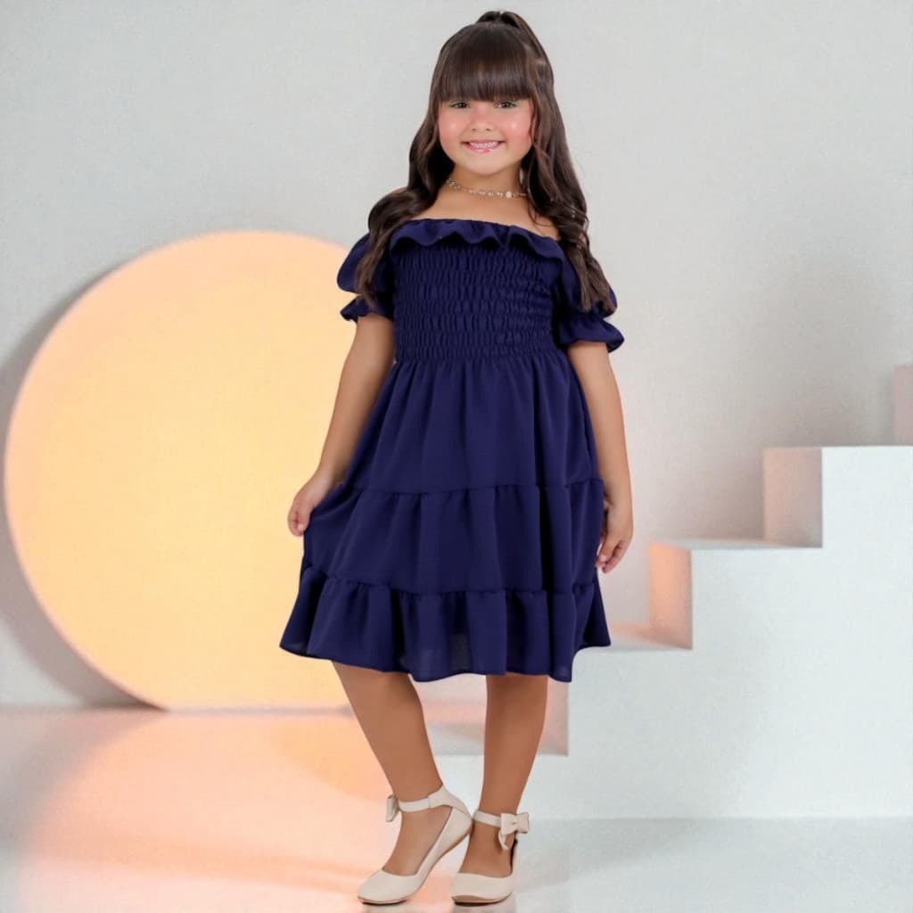 Vestido Midi Ciganinha de Menina Infantil Juvenil Rodado Verão Soltinho Leve Conforto Natal Ano Novo