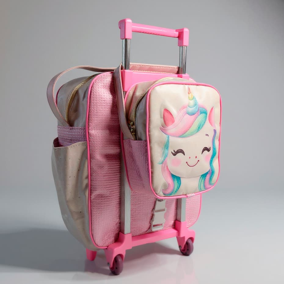 Mochila Com Rodinhas + Lancheira Infantil Estampada Kit Escolar