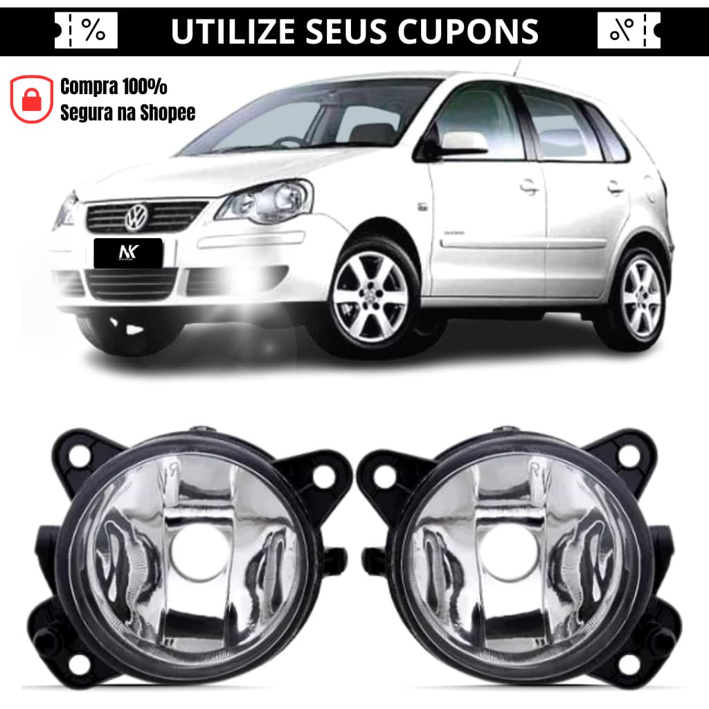 Par Farol Milha Volkswagen Polo 2007 2008 09 2010 2011 2012 Farol Neblina Farol Auxiliar