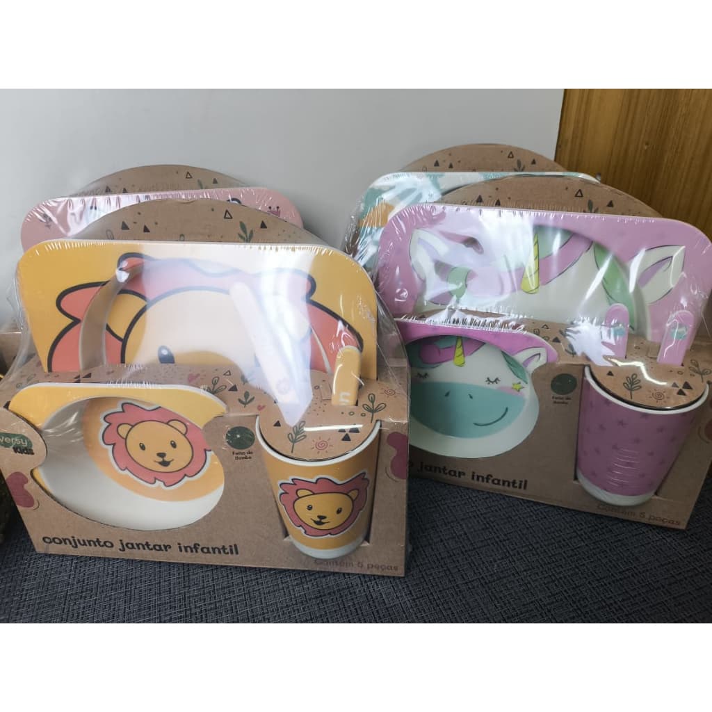Papinha Infantil Completo (Prato/Talheres/Copo/Tigela) -   COM 5 UNIDADES: PRATO, 2 TALHER, COPO E TIGELA!  FJ90605