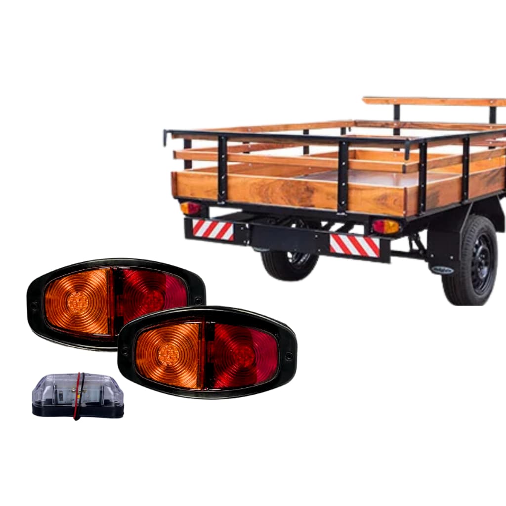 Lanterna Canoinha LED + Luz de Placa LED – Par para Carretinha/Reboque