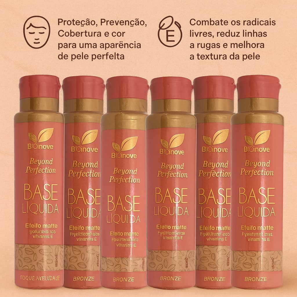 Kit 12 Bases Líquida Beyond Perfection Bio Inove 30ml Com Ácido Hialurônico e Vitamina E