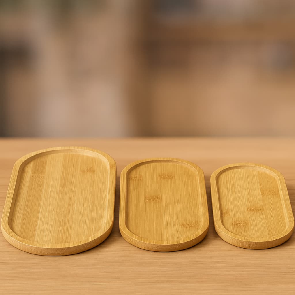 Tábua Oval de Bambu  – Petisqueira / Bandeja Multifuncional para Cozinha e Decoração