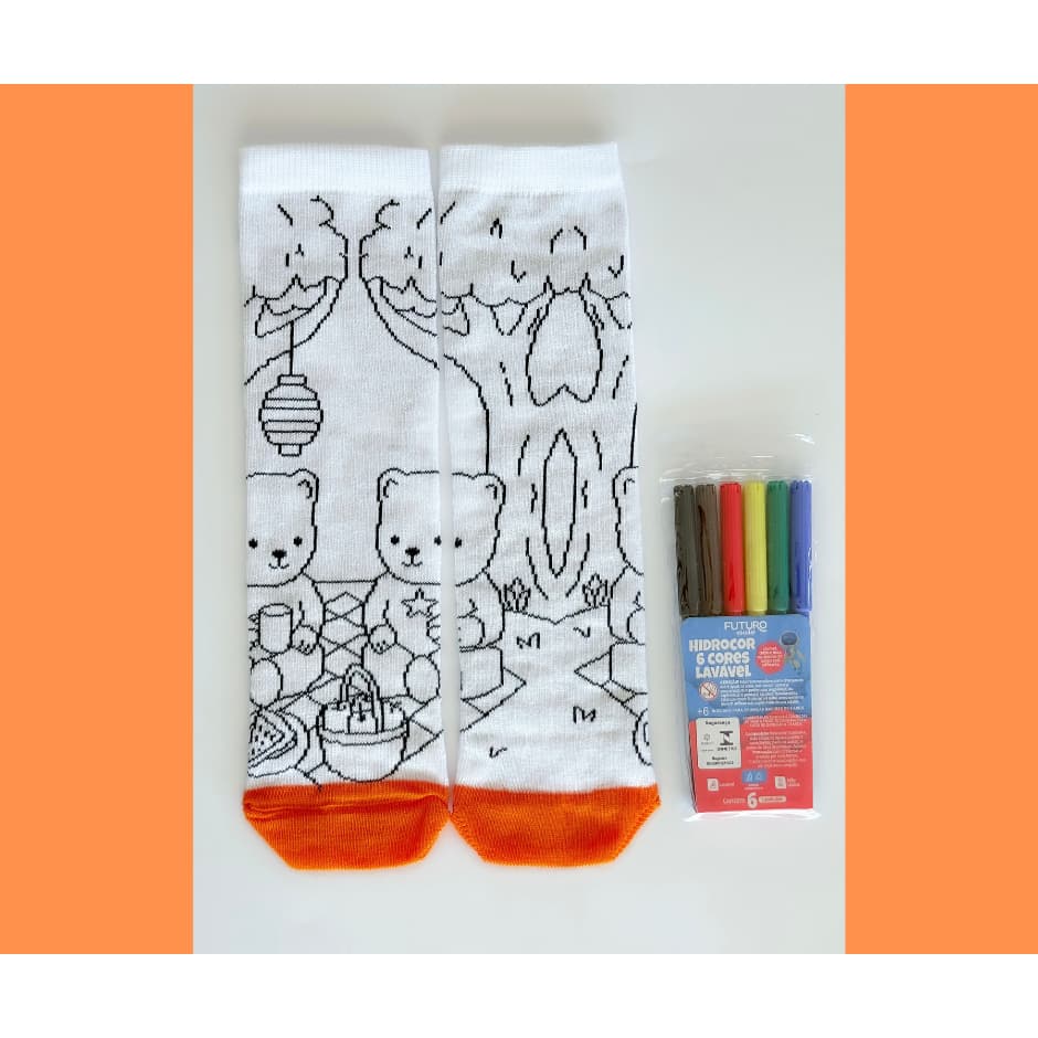 Meia De Personalizar Goods Pintar com 6 Canetinhas meias Bob Infantil 3/4 para Galocha especial natal