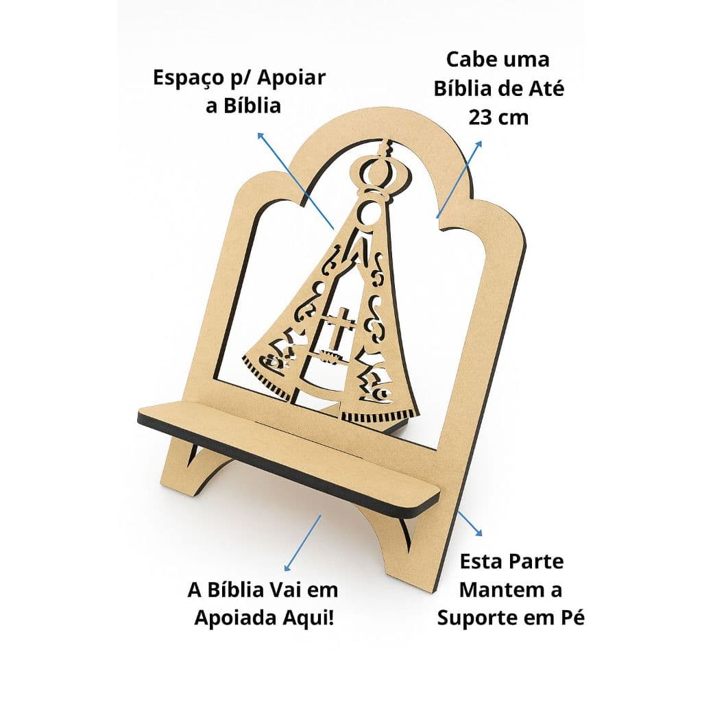 Porta Biblia E Livro Trabalhado Arabesco e nossa senhora Em Mdf 4mm Cru