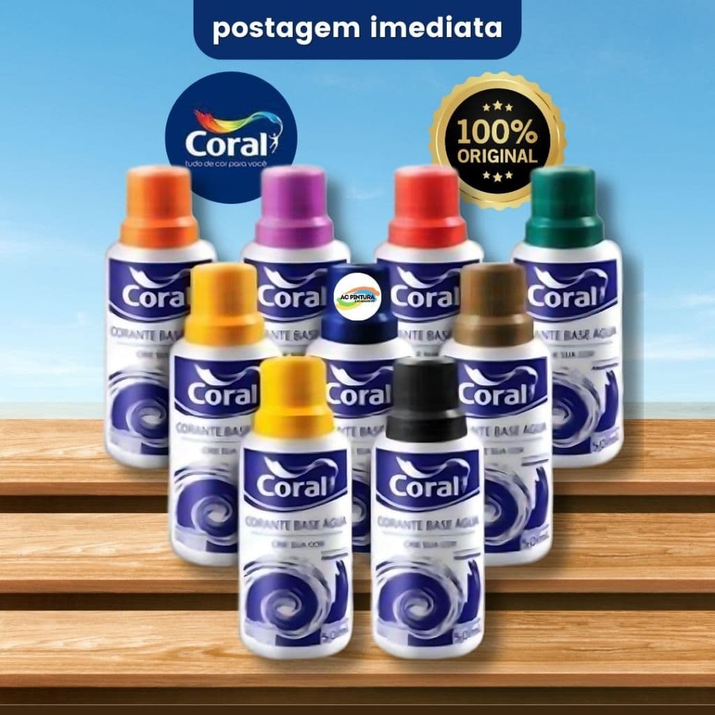 Corante Líquido Coral Original 50ml Pigmento Tingidor Cores