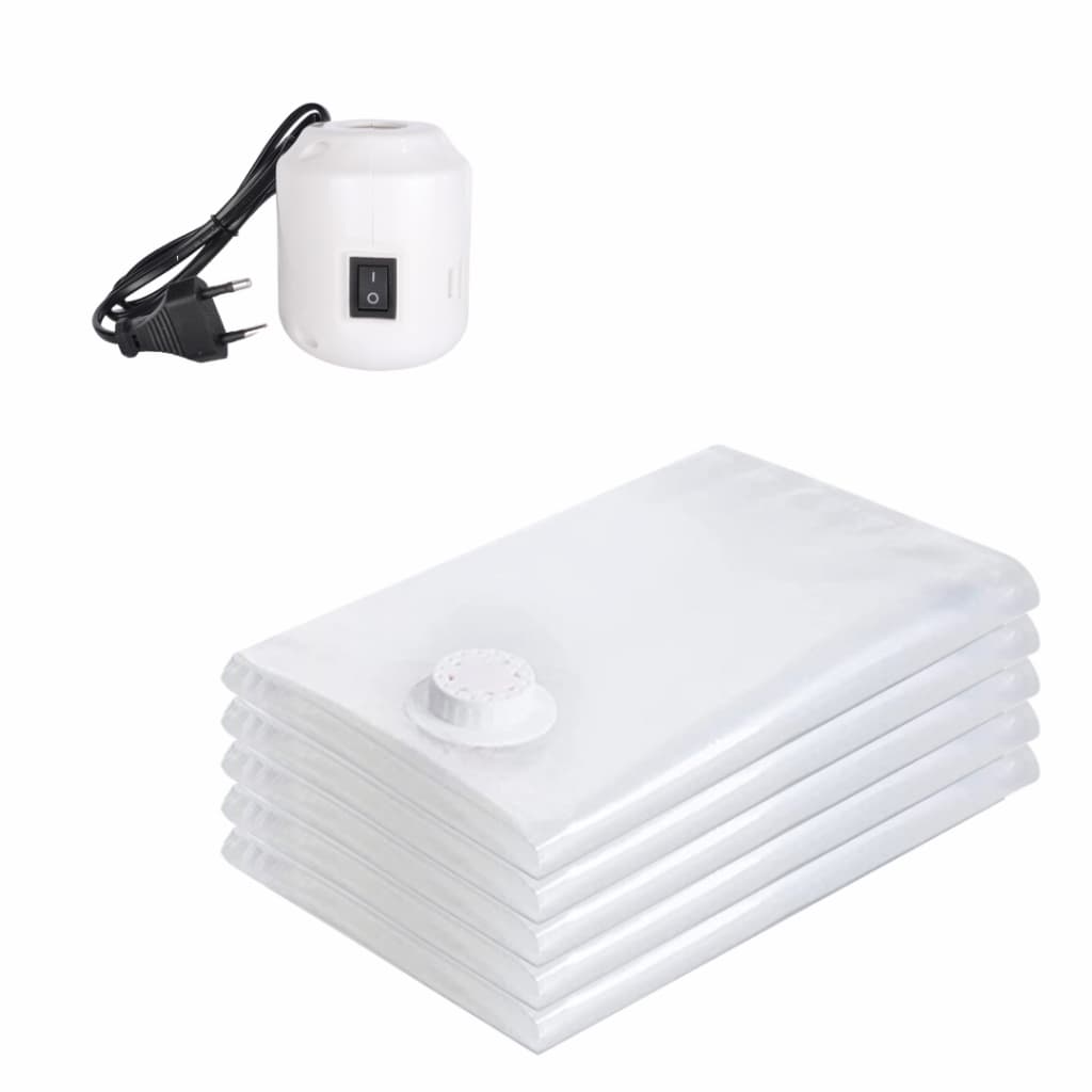 5 Saco À Vácuo Organizador + Bomba Elétrica 110V