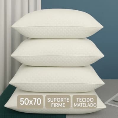 Kit 4 Travesseiro Confort Luxo - Antialérgico e Antibacteriano Látex Premium 50cmx70cmx16cm Alto