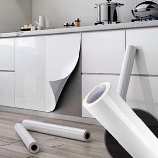 Papel Adesivo Vinilico Branco Brilho Envelopamento Para Móveis Branco- 50 cm de largura Lavável Autocolante