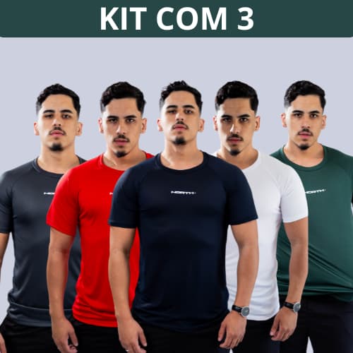 Kit 3 Camisetas Dry Fit Raglan Masculina- Casual- Treino- Academia- Esportes