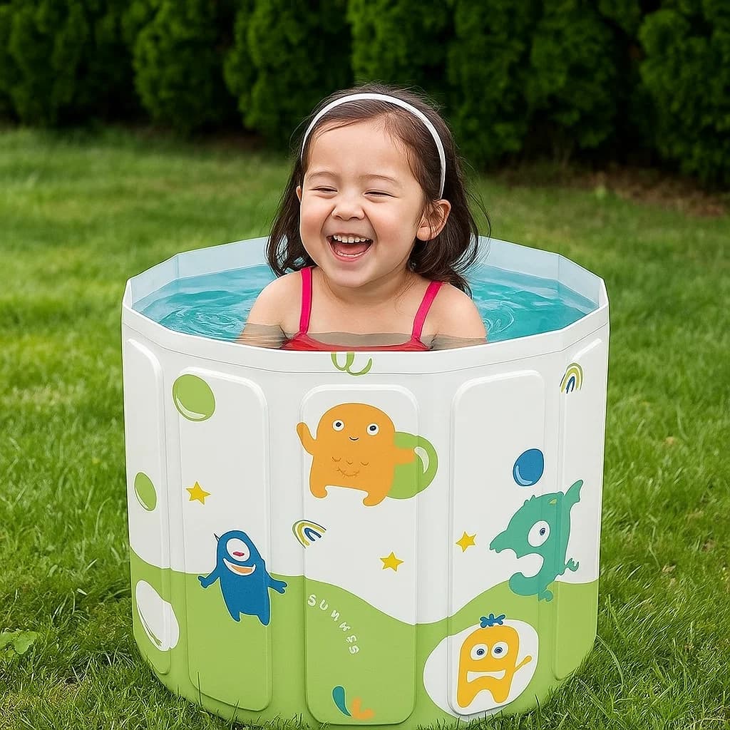 Banheira Infantil Dobrável  Piscina Banho Refresca Calor Inverno Brinquedo Criança Agua Bacia Balde