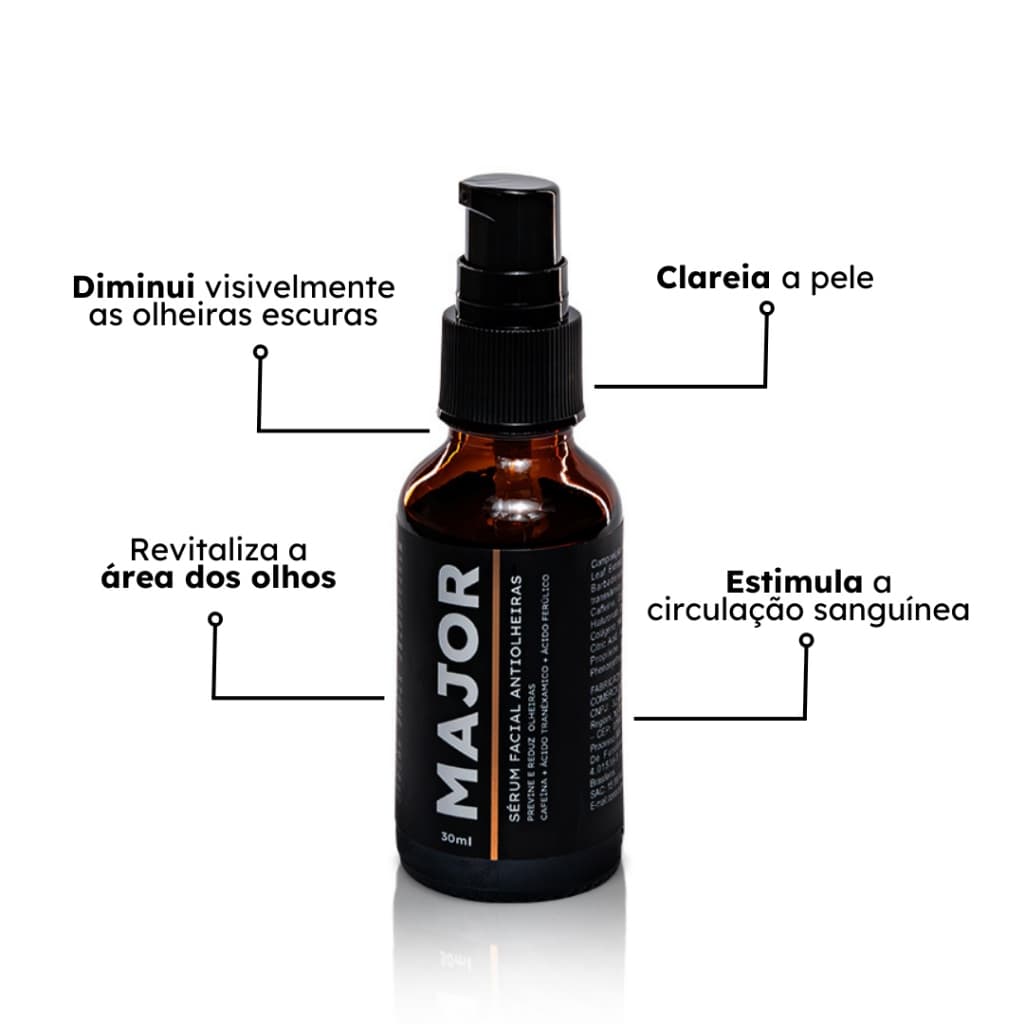 Sérum Antiolheiras Major – Reduz Olheiras Escuras, Bolsas e Inchaço