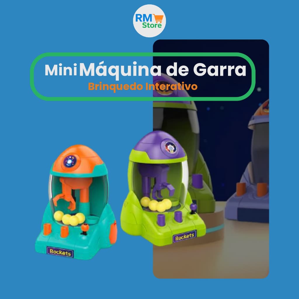 Mini Máquina de Garra Foguete – Brinquedo Interativo