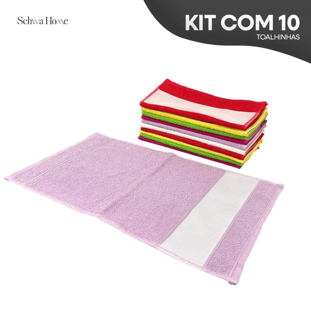 Kit 10 Toalhinha Social De Mão Boca Para Sublimar Transfer Silk 50x29 100% Algodão Toalha Escolar Para Personalizar