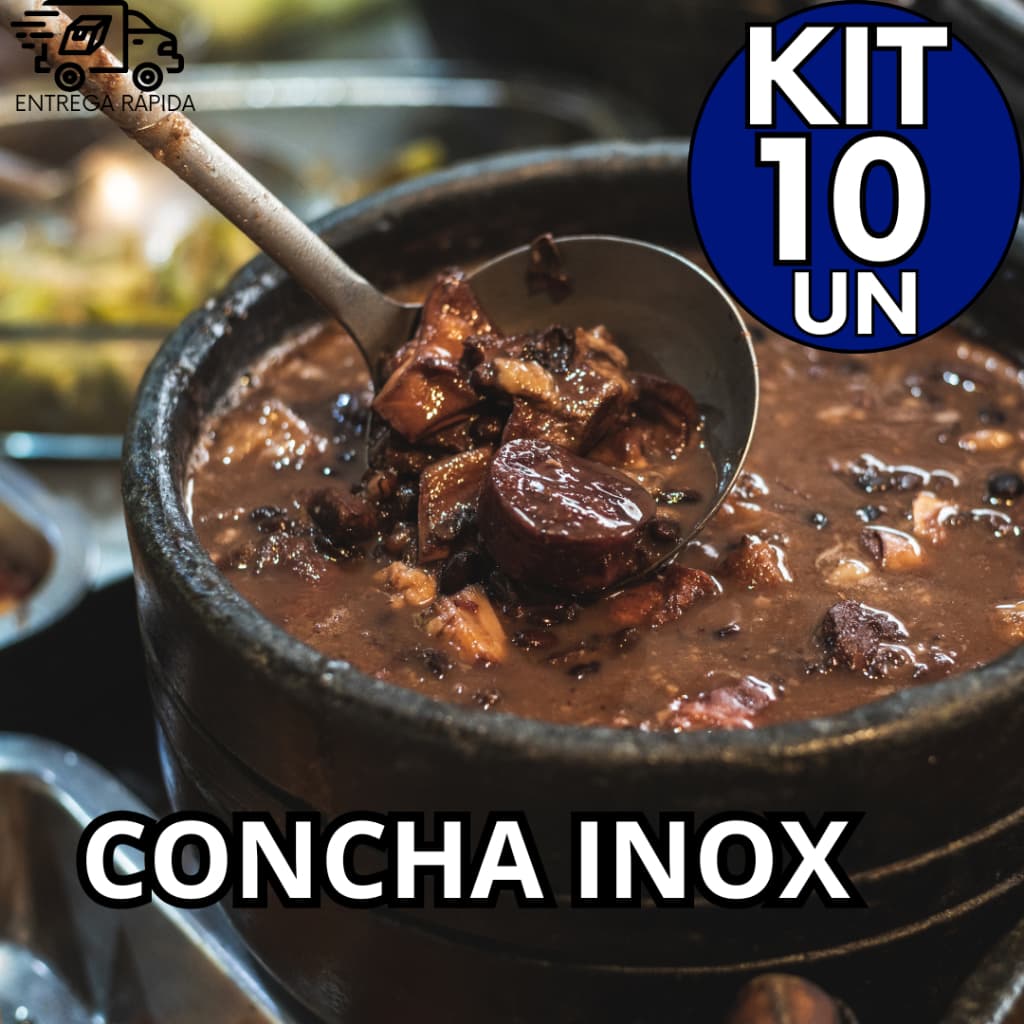 Kit 10 Concha de Inox Casa Cozinha Restaurante Lanchonete Bar Buffet Cantina