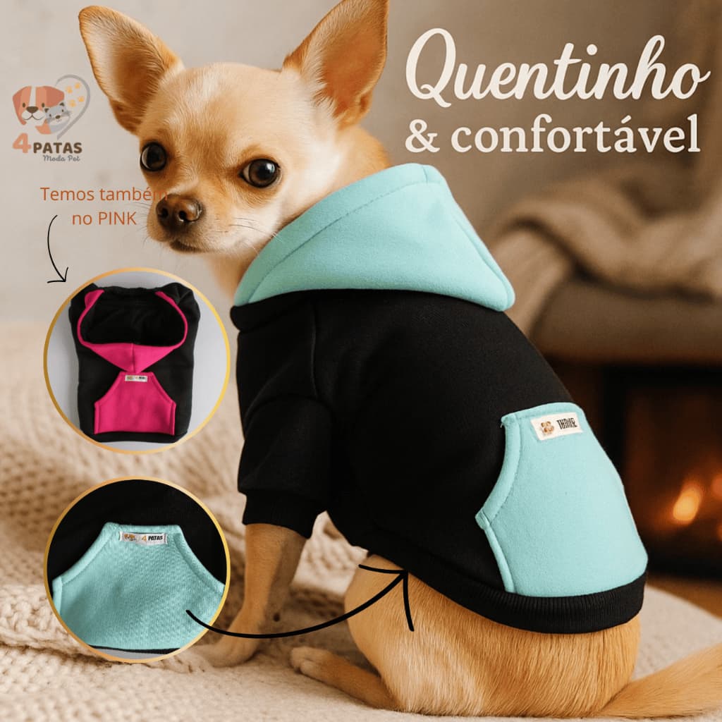Moletom Inver Pet Quentinho Pet Capuz de Frio Cachorro Filhote Confortável Para Cachorros e Gatos Qualidade Envio Rapido