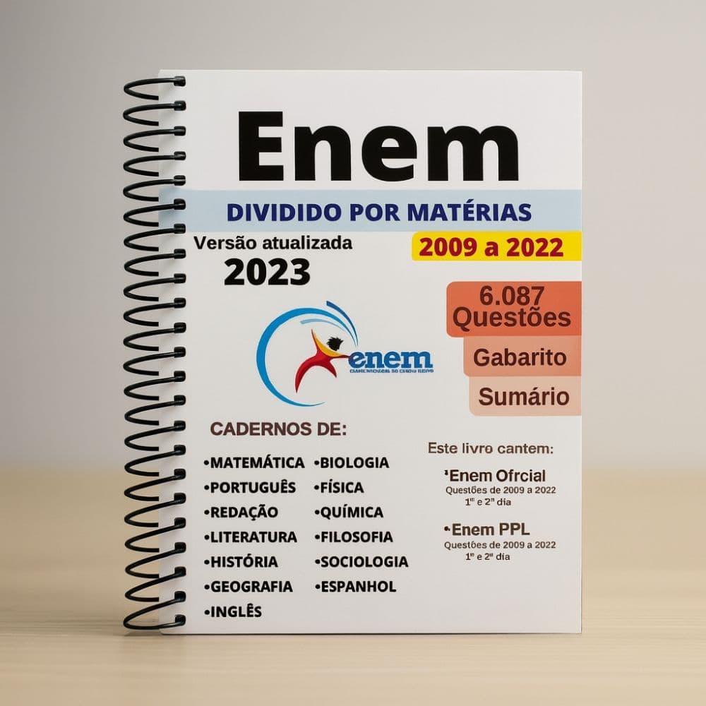 Apostila Enem 2023 Caderno De Questões Por Matéria 2009 a 2022 - Provas Antigas