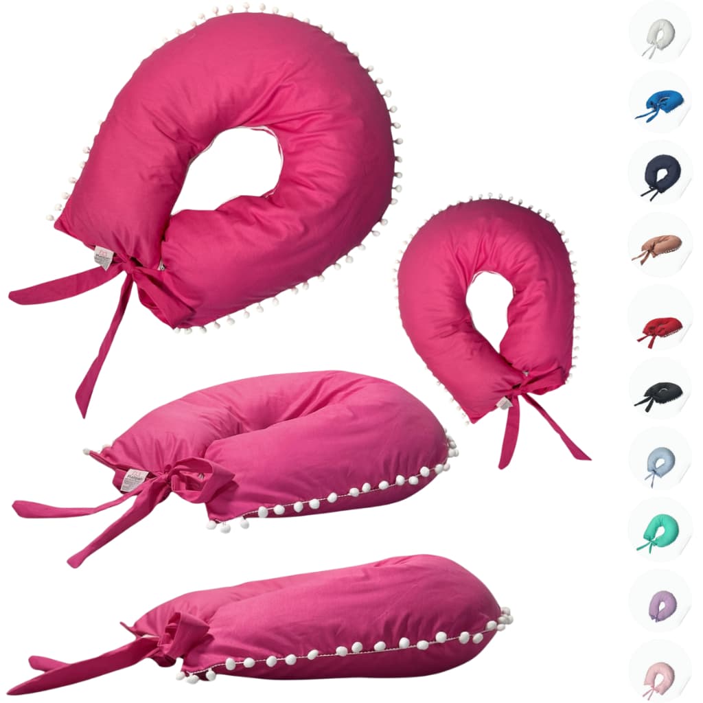 Almofada de Amamentação com Pompom e Zíper para Bebê Enxoval