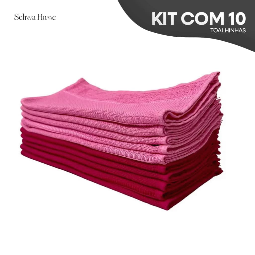 Kit 10 Toalhinhas De Mão Toalha Social Rosa Para Bordar Artesanato 29X50cm Infantil Salão De Beleza Manicure