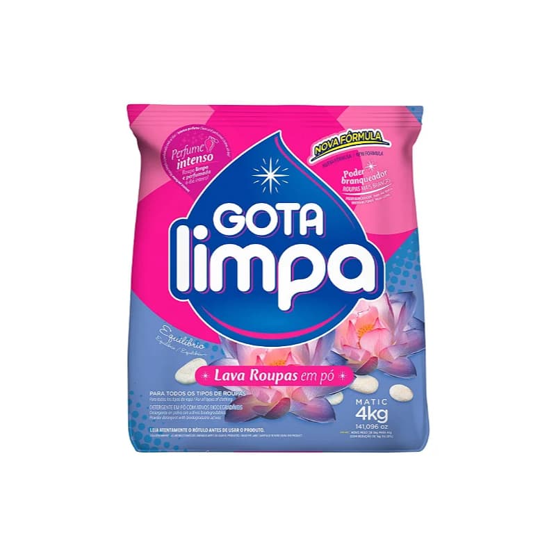 Lava Roupas Sabão em Pó Equilíbrio e Harmonia Pacote 4Kg Gota Limpa