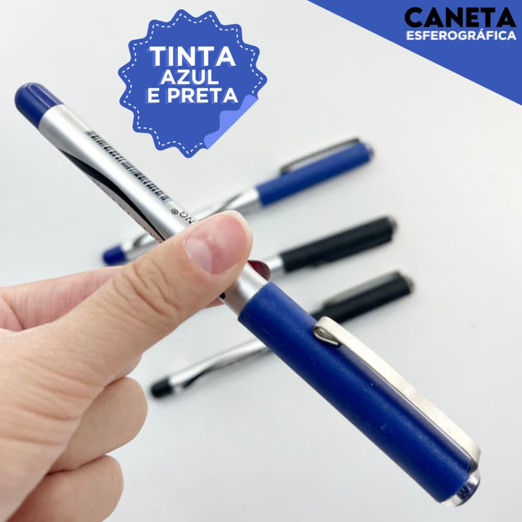 Caneta Roller Tip Profissional Esferográfica Azul / Preta Ponta Fina | Para Escritório e Estudos -SH