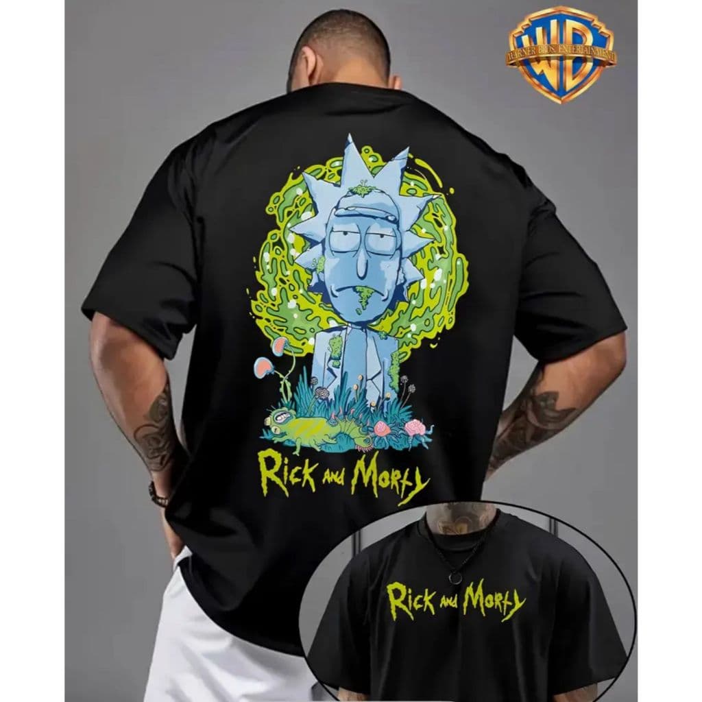 Camiseta Blusa Masculina Desenho Top Estiloso Frente e Costas 100% Algodão Colorida Oversized