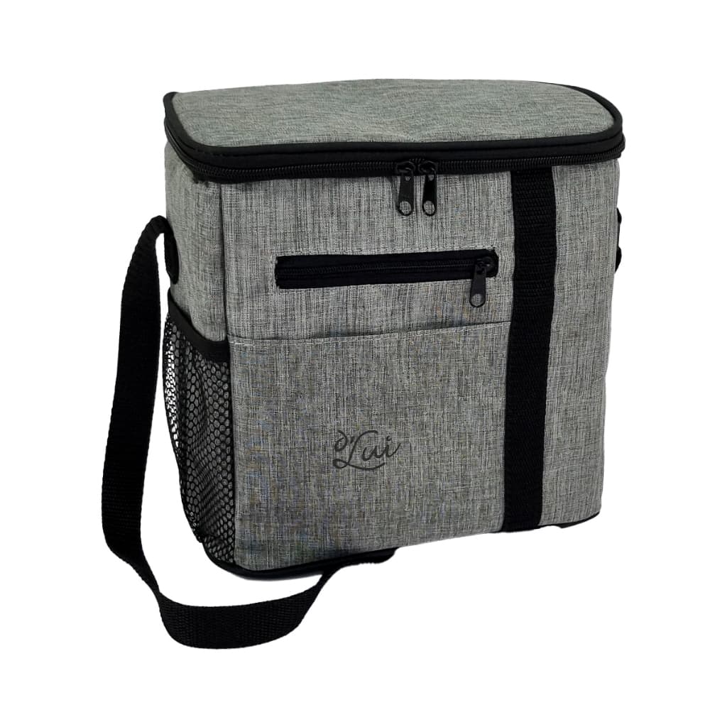 Bolsa Térmica 8L Reforçada Cinza Mescla – Nylon Impermeável com Alça Ajustável e Bolsos Laterais