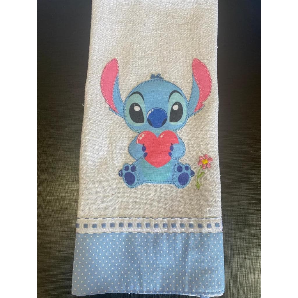 1 Pano de Prato Bordado Patchwork Stich com Barrado e Bainha 100% Algodão