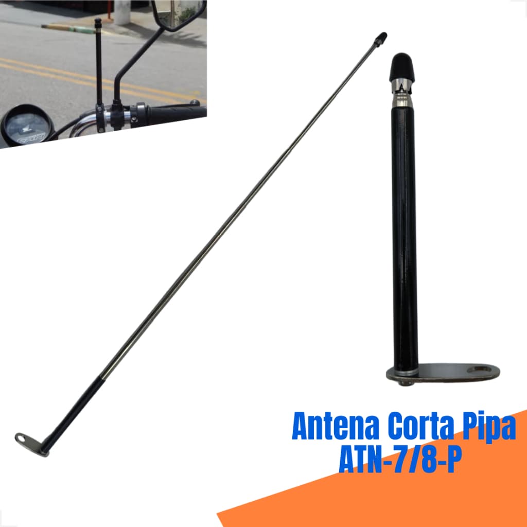 Antena De Guidão Moto Corta Pipa Anti Cerol Preta 6 Estagios Retrovisor Haste Aço Original