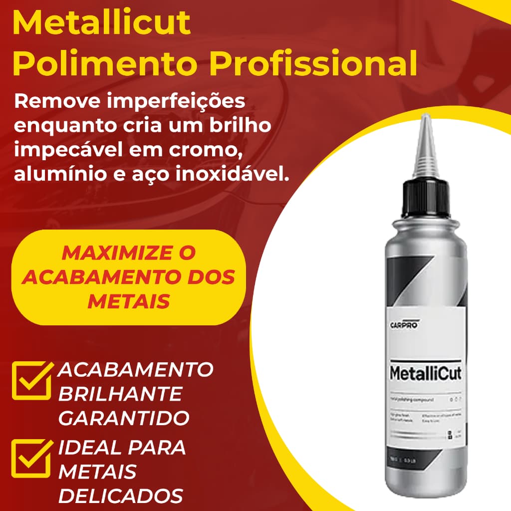CarPro MetalliCut 500ml | Polidor para Rodas, Escapamento e Para-choques | Brilho e Corte Rápido Pro