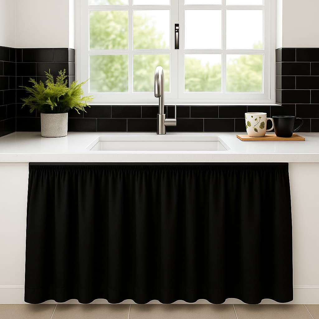 Cortina Para Pia Porta Balcão 2,80m x 80cm e 1,40cm x 80cm Para Varão De Tecido