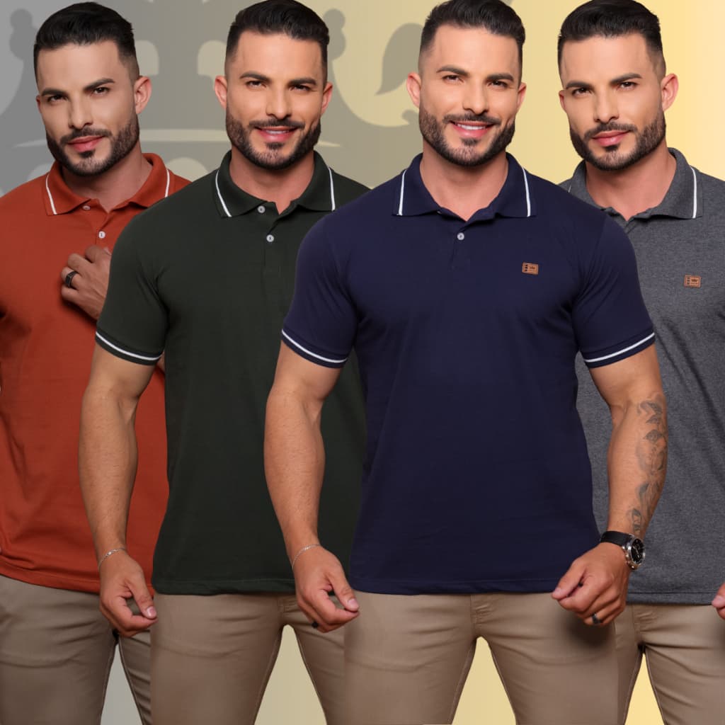 kit 4 Gola Polo  Alta Qualidade 100% Algodão Camiseta básica Masculina