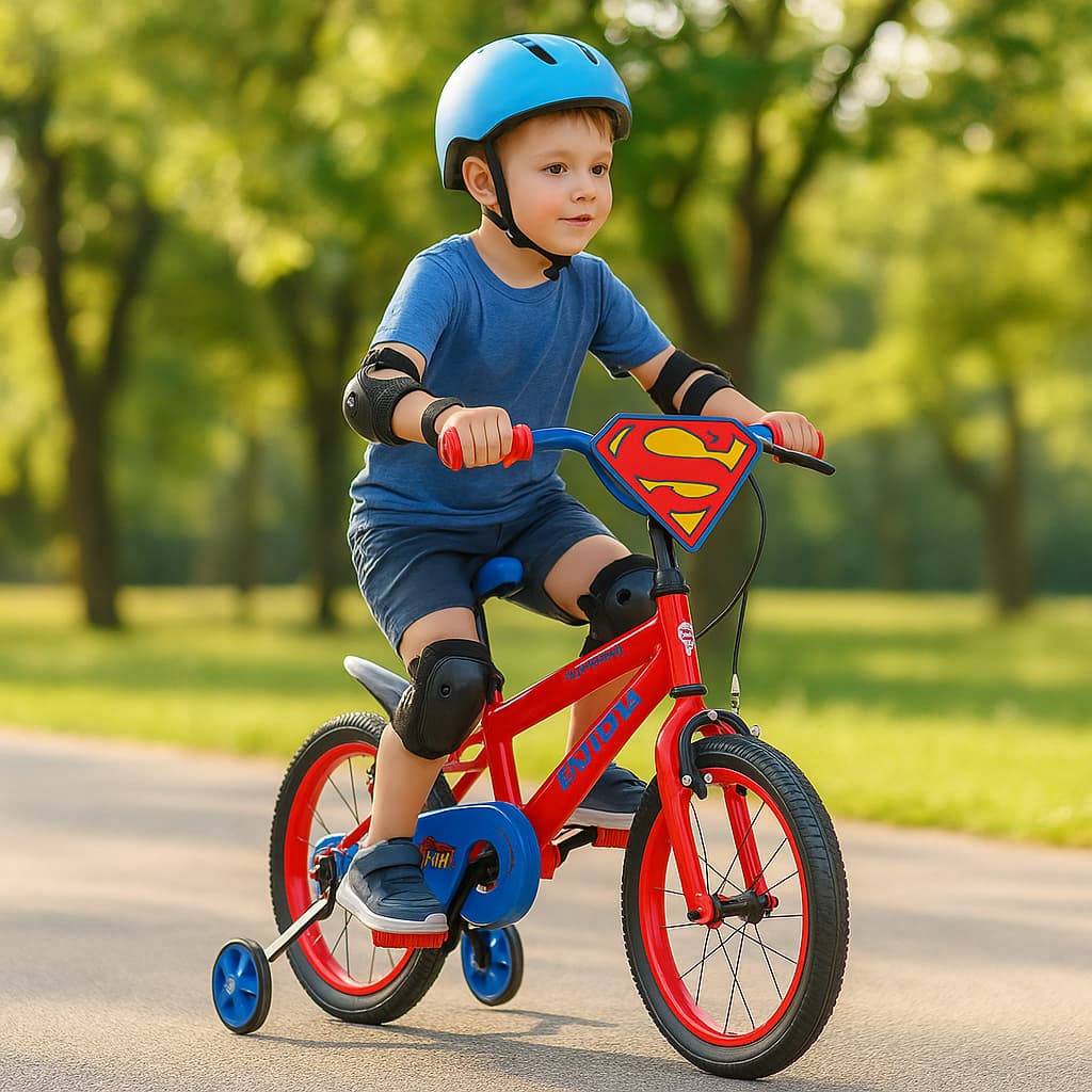 Bicicleta Infantil Aro 16 Superman Super Homem Herói com Rodinhas Idade 3 a 7 Anos Segura