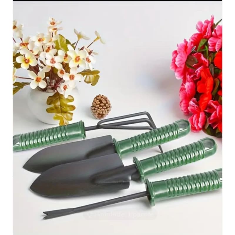 Conjunto Ferramentas de Jardim- A045-Kit 4 pçs- Casa ,Jardins, incluindo espátula, transplantador, aradouro e pá.