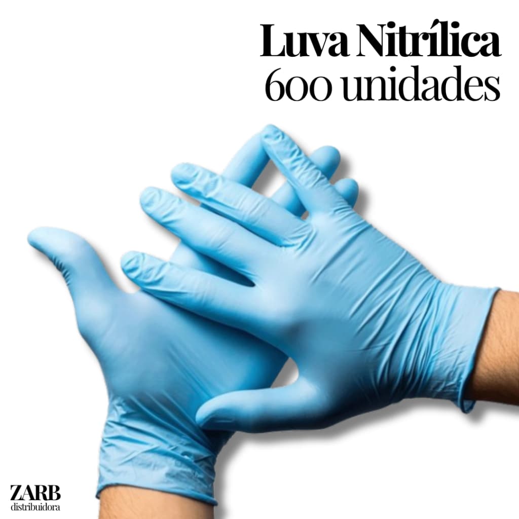 Kit 6 Caixas Luva Nitrilica Descartavel Azul Sem Po Procedimento 600 Unidades Tam P M G