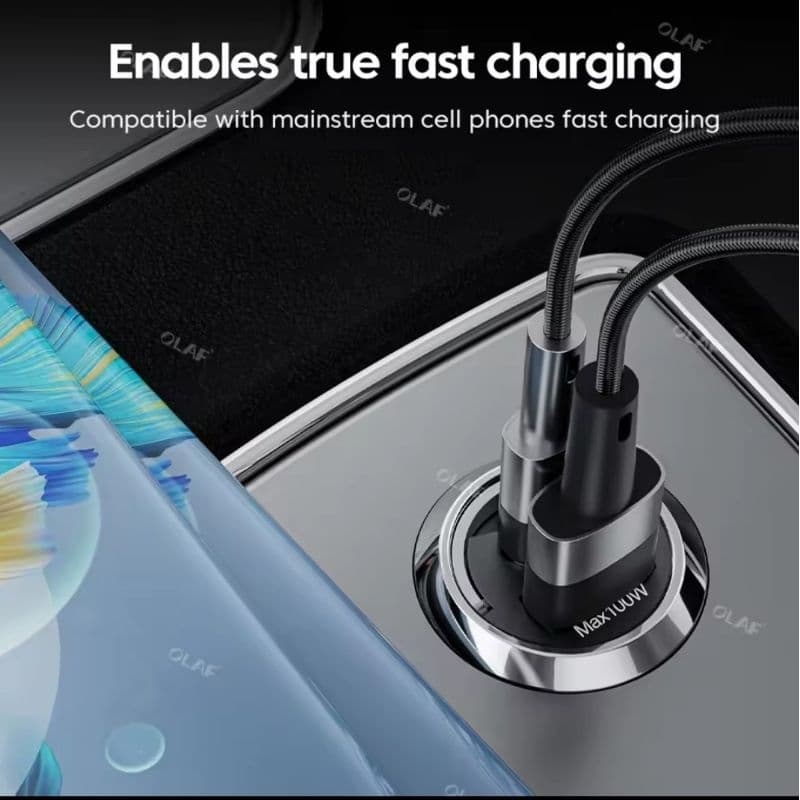 Carregador Slim USB-C USB-A. para carro, moto, moto elétrica Bike