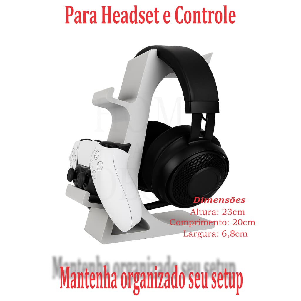 🎮 Suporte Gamer para 2 Controle + Headset – Design Moderno e Funcionalidade