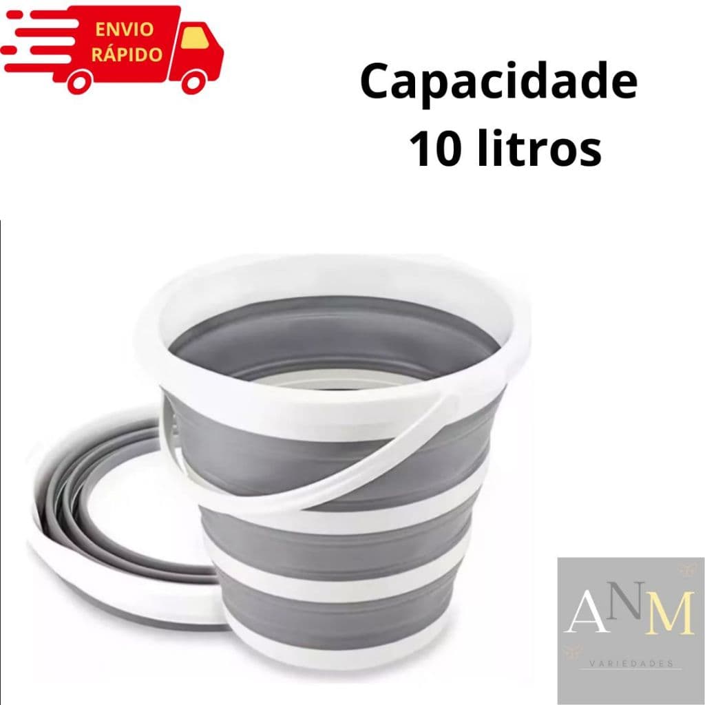 Balde Retrátil Dobrável 10 Litros Powermaid Multiuso