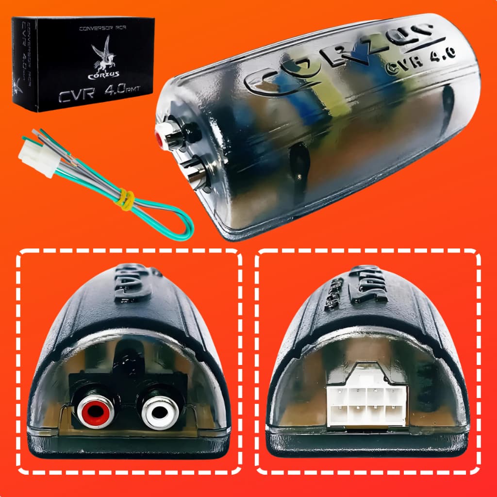 Conversor Fio para Rca Corzus de Radio ou Modulo de Potencia Automotivo Cvr 4.0 Com Saida Remoto