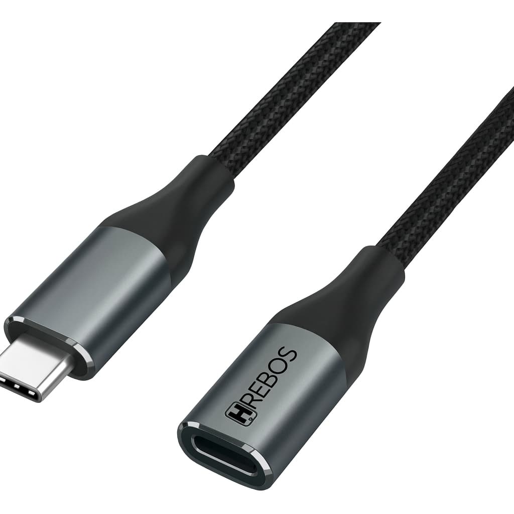 Cabo Extensor USB-C 3.1 Gen 2 Macho Fêmea 1m 100W 10Gbps Carregamento Rápido e Vídeo 4K/60Hz